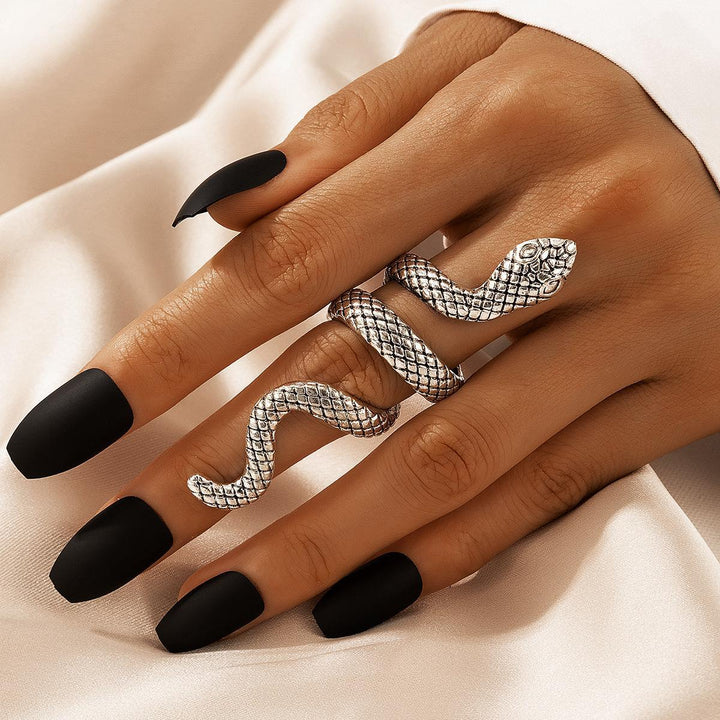 Snake Pattern Ring Punk 4-piece Ring Set – Useful Gifts — 1
