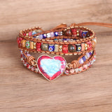 Beaded Braided Leather Multilayer Bracelet Heart – Jewelry Gift Ideas — 1