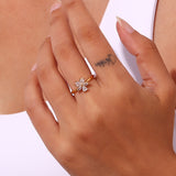 18K Micro Inlaid Zircon Five Petal Flower Ring – Birthday Gifts — 13