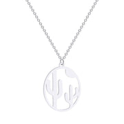 Stainless Steel Oval Desert Sunset Cactus – Jewelry Gift Ideas — 2
