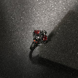 Rose Skull Ring Heart Shape Red Zircon Punk Ring – Stylish Gifts — 5