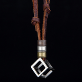 Fashion new metal double ring cowhide necklace – Stylish Gifts — 1