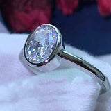 Oval White Diamond Ice Flower Cut Wedding Ring – Gifts for Her — 2