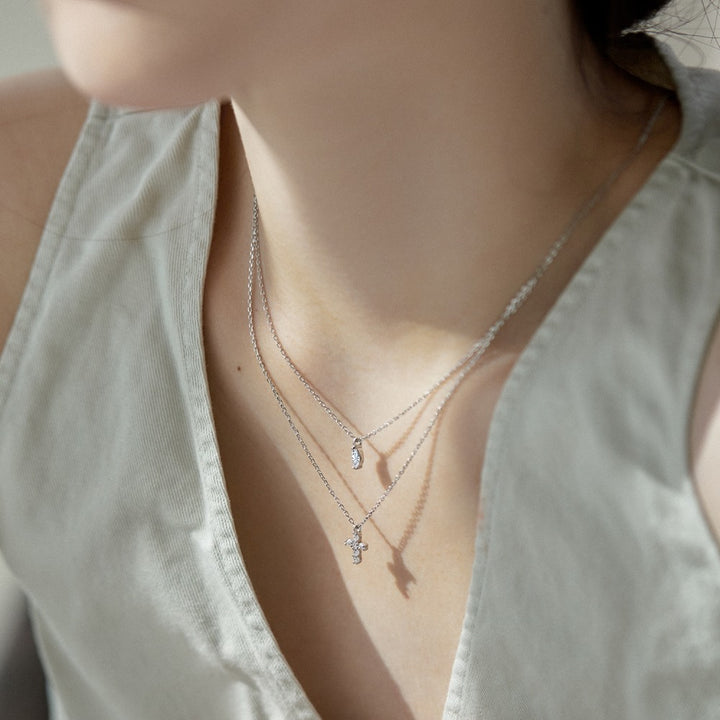 S925 Sterling Silver Diamond Cross Necklace – Jewelry Gift Ideas — 1