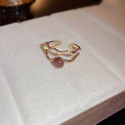 Real Gold Electroplated Zircon Opal Double Layer Ring – Stylish Gifts — 12