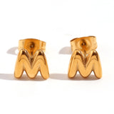 Titanium Steel Earrings 18K Gold Mini Alphabet Letter – Gifts for Her — 2
