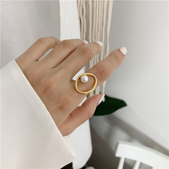 Adjustable Pearl Light Luxury Gold Plated Ring – Thoughtful Gifts — 1