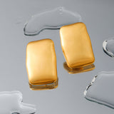 Retro 18K Gold Rectangular Matte Brushed Earrings – Thoughtful Gifts — 4