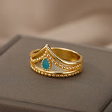 Crown Green Double Layer Hollow Ring – Unique Gift Ideas — 3
