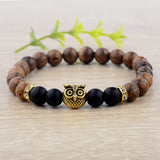 Owl frosted stone lifeline wood grain bracelet – Jewelry Gift Ideas — 5