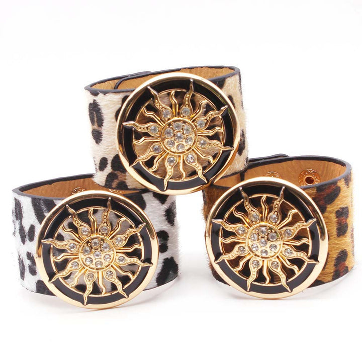 Ladies Leopard Print Leather Wide Bracelet – Jewelry Gift Ideas — 1