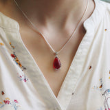 Women's Silver Necklace Green Chalcedony Red – Jewelry Gift Ideas — 5