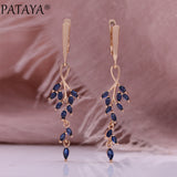 Sapphire Blue Zircon Leaf Earrings – Birthday Gifts — 6