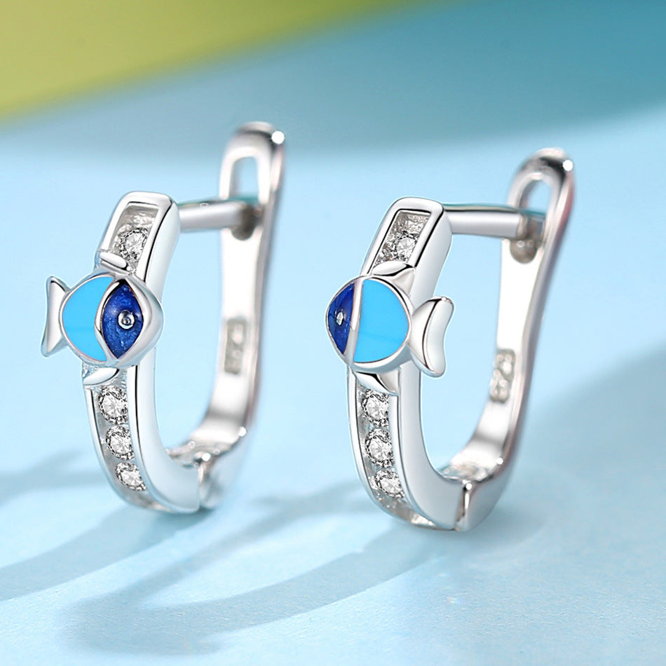 S925 Sterling Silver Drop Oil Blue Tropical Fish – Gifts for Kids — 1