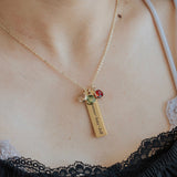 Twelve Color Birthstone Long Engraved Necklace – Jewelry Gift Ideas — 2