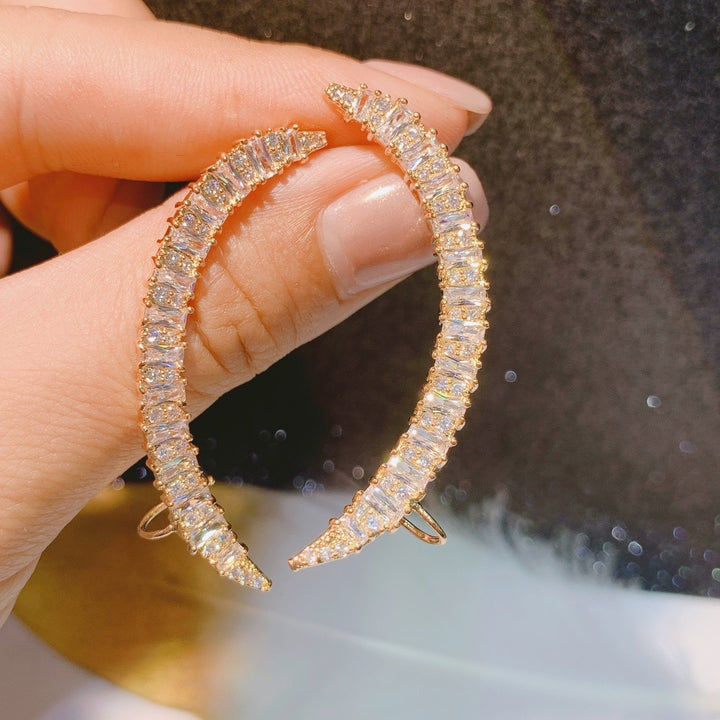 S925 Silver Needle Crescent Zircon Earrings – Birthday Gifts — 1