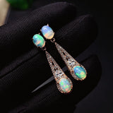 Women's Inlaid Natural Opal Silver Stud Earrings – Gifts for Her — 2