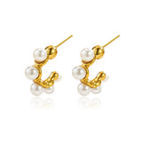 Stainless Steel C- Shaped Pearl Stud Earrings – Unique Gift Ideas — 5