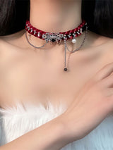 Vintage Red Spider Web Necklace For Lady – Jewelry Gift Ideas — 4