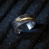 Handmade Thai Silver Meteor Ring Male Diamond Gold – Gifts for Him — 13