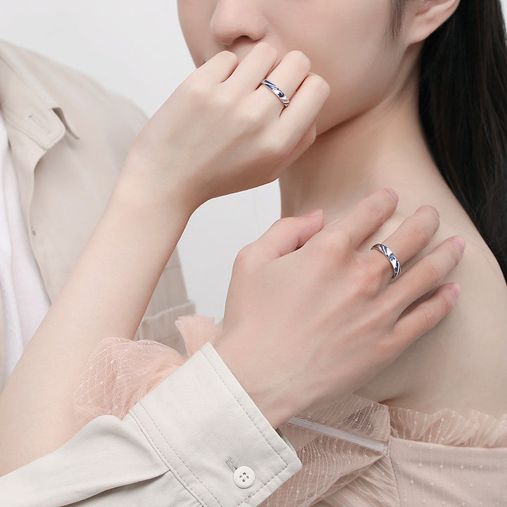 Couple Ring Sterling Silver Niche Design Enamel – Gifts for Couples — 1