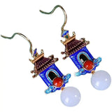 Palace Vintage Wind Hetian Jade Earrings Enamel Color – Stylish Gifts — 3