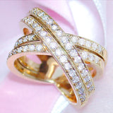Luxury Women's Ring Double Row Cross Inlaid – Jewelry Gift Ideas — 3