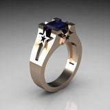 Plated Sapphire Engagement Simulation Diamond Ring – Gifts for Couples — 11