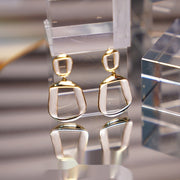Silver Needle Square Twisted Enamel Earrings – Surprise Gifts — 2