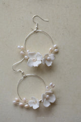 Simple Circle Freshwater Pearl Flower Earrings – Surprise Gifts — 4
