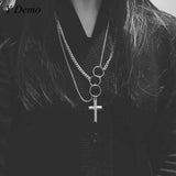 Circle cross multilayer necklace – Jewelry Gift Ideas — 5
