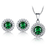 Emerald 925 Sterling Silver Round Earrings Pendants – Birthday Gifts — 1