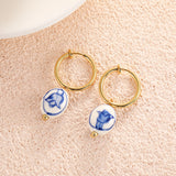 Vintage Hand Painted Blue And White Ceramic Beaded – Stylish Gifts — 13
