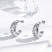 Simple Graceful Stainless Steel Loving Heart Zircon – Useful Gifts — 5