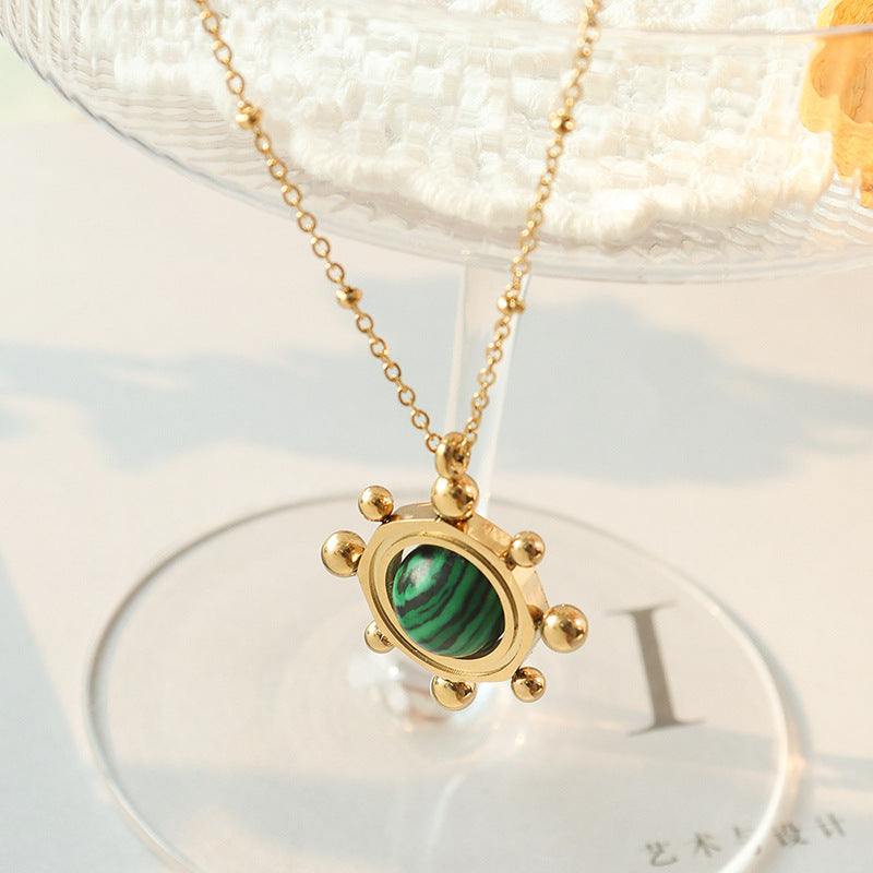 French Ins Wind Rotatable Malachite Vintage – Jewelry Gift Ideas — 1