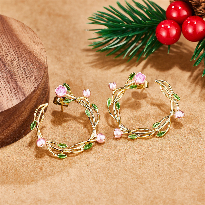 Sweet Garland Stud Earrings Women's Simple High-grade – Gifts for Her — 1