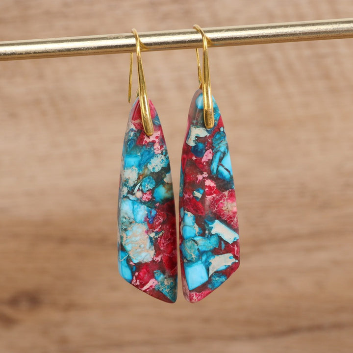 Geometric Flower Shape Pendant Earrings – Jewelry Gift Ideas — 1