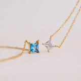 Women's Collarbone Necklace With Colored Diamonds – Jewelry Gift Ideas — 4
