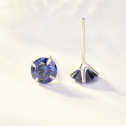 Simple Birthstone Four-Claw Zircon Earrings – Holiday Gift Ideas — 3