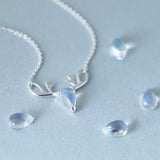 S925 Elk Necklace Forest Moonstone Pendant – Jewelry Gift Ideas — 3