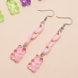 Tricolor Resin Bear Pendant Tassel Earrings – Jewelry Gift Ideas — 5