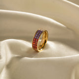 Fashion Double Layer Colored Square Set Zirconium Ring – Stylish Gifts — 3