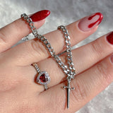 Ruby Bracelet Love Heart-shaped Ring Hollow – Jewelry Gift Ideas — 1