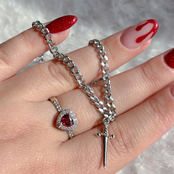 Ruby Bracelet Love Heart-shaped Ring Hollow – Jewelry Gift Ideas — 1
