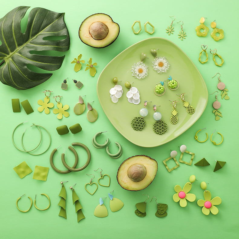 Online Influencer Pop Avocado Earrings Fresh Green – Gifts for Her — 1