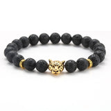 8mm Volcanic Stone Onyx Alloy Leopard Head Beaded – Jewelry Gift Ideas — 7
