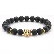 8mm Volcanic Stone Onyx Alloy Leopard Head Beaded – Jewelry Gift Ideas — 7