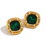 18K Gold Round Corner Square Flower Zircon Ear – Jewelry Gift Ideas — 15