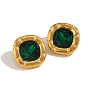 18K Gold Round Corner Square Flower Zircon Ear – Jewelry Gift Ideas — 15