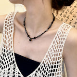 Ink Beaded Black Agate Pendant Necklace – Jewelry Gift Ideas — 1